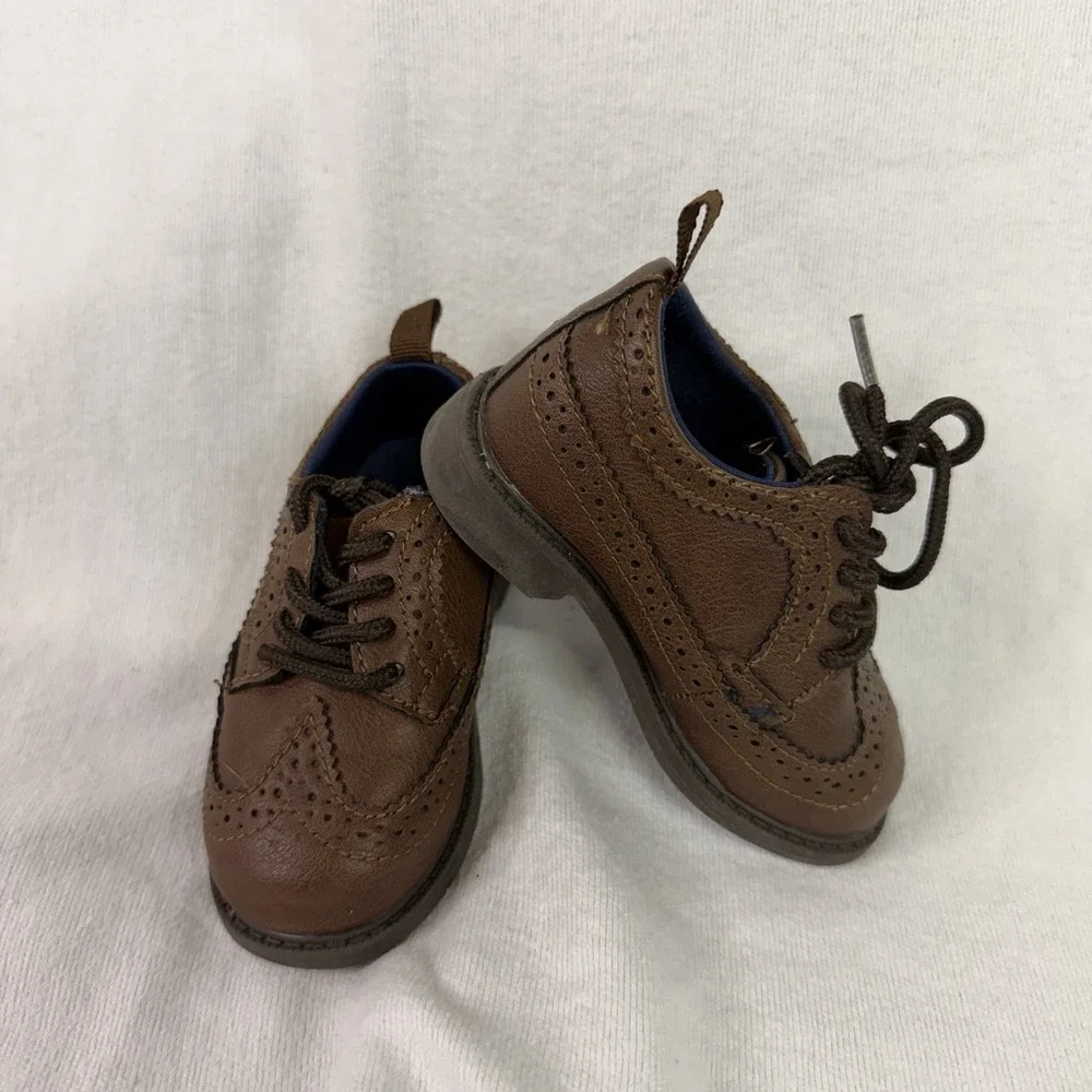 Infant Baby Boys Carters Oxford Loafer Brown Dress Shoes Size 4 NEW